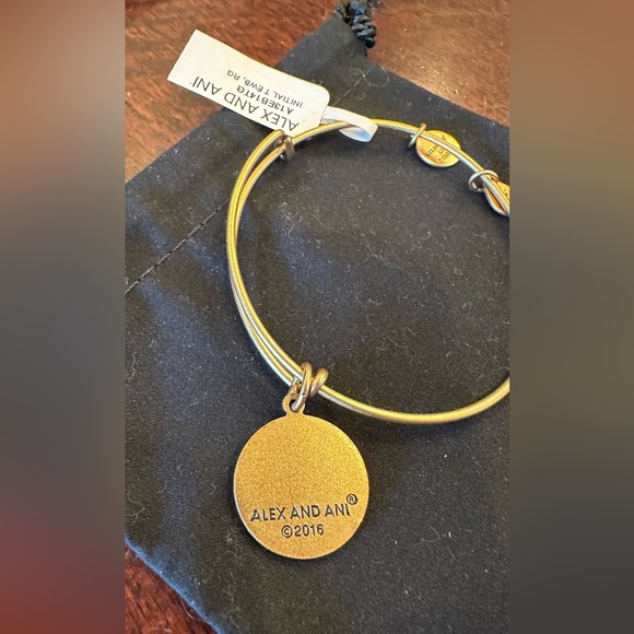 Alex and Ani gold tone bangle bracelet letter “T” - Picture 3 of 5